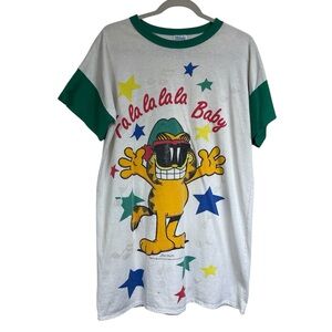 Vintage 1978 RARE Flirts Garfield Fa La La Baby Xmas Sleepwear Ringer T-Shirt